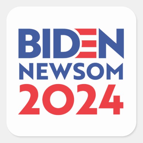 Biden Newsom 2024 Square Sticker