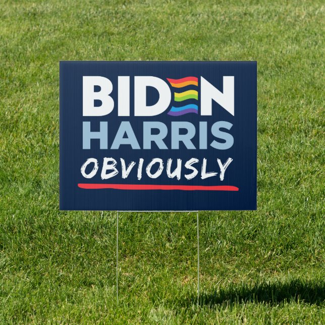 Biden Obviously 2024 Biden Harris LGBTQ Yard Sign (Insitu)