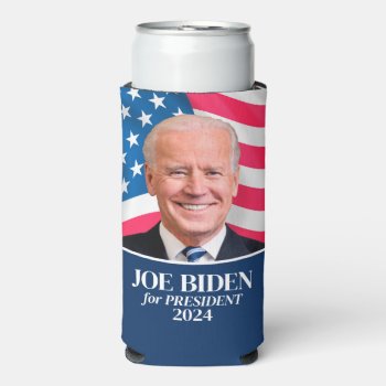 Biden Photo With American Flag 2024 Seltzer Can Cooler by theNextElection at Zazzle