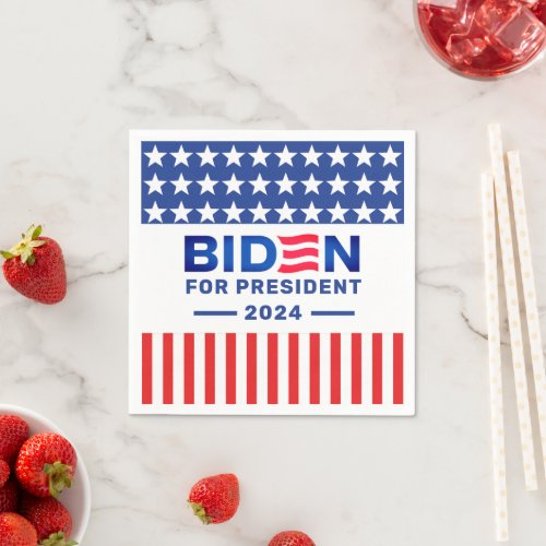 Biden President 2024 Election Red and Blue Napkins