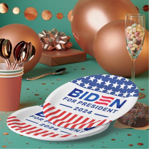 Biden President 2024 Election Red and Blue Paper Plates