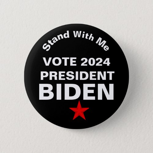 Biden President Vote 2024 White Red Star Black Pin