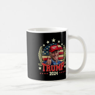 Biden Wearing Trump Red Hat Shirt Funny Trump 2024 Coffee Mug