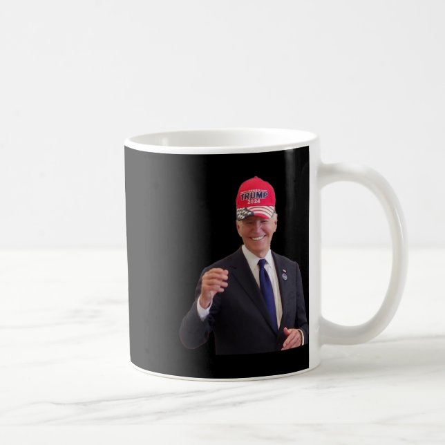 Biden Wears A Trump 2024 Hat  Coffee Mug (Right)