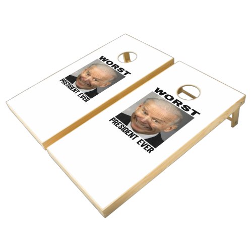 Biden Worst President Ever Anti Biden White Cornhole Set