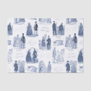 Biedermeier Blue Toile Elegant Vintage Fashion Tissue Paper