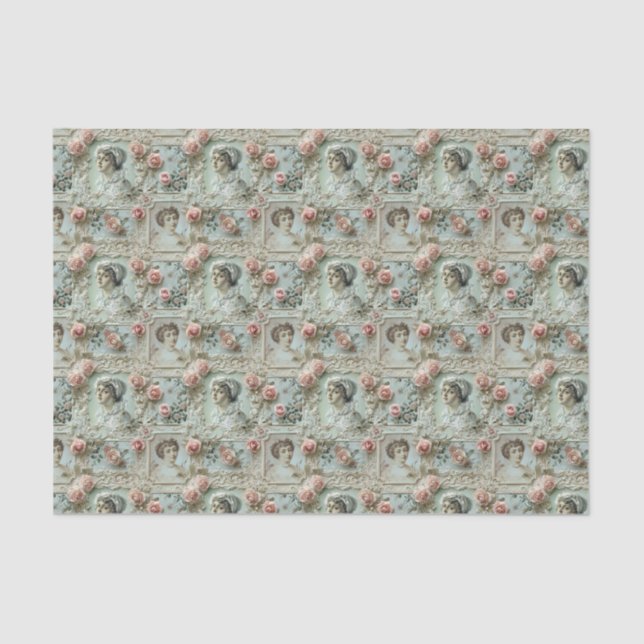 Biedermeier Ladies with Roses Tissue Paper (Front)
