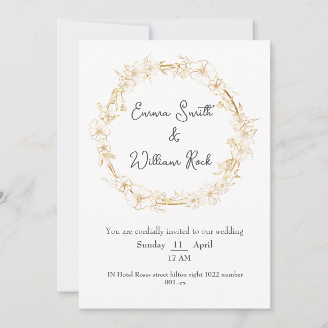 Biege and white Card wedding invitation  (Front)