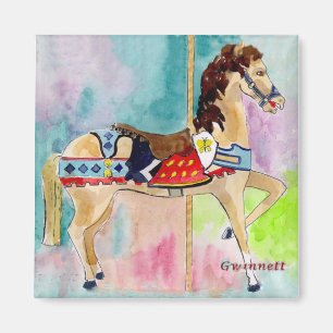 Biege Carousel Horse Magnet