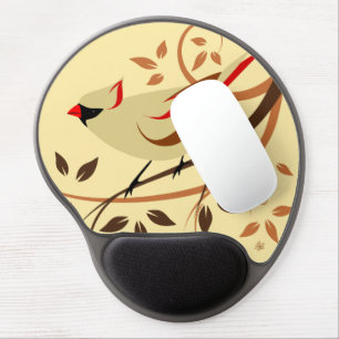 Biege Common Cardinal Bird Gel Mouse Pad