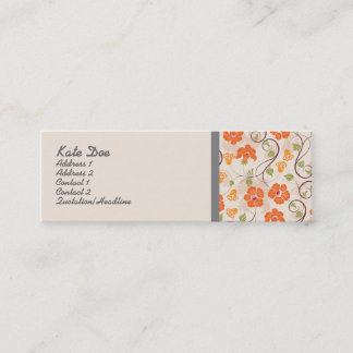 Biege Floral Mini Business Card