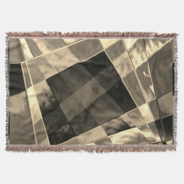 Biege or brown inclined squares and rectangles. throw blanket (Front)