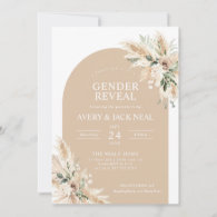 Biege Pampas Grass Baby Gender Reveal Invitation