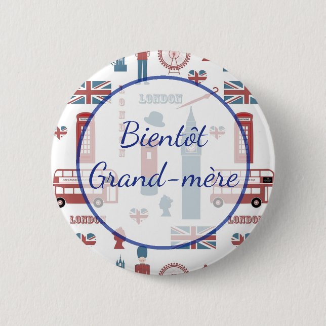 Bientôt Grand-mère Baby Shower Button (Front)