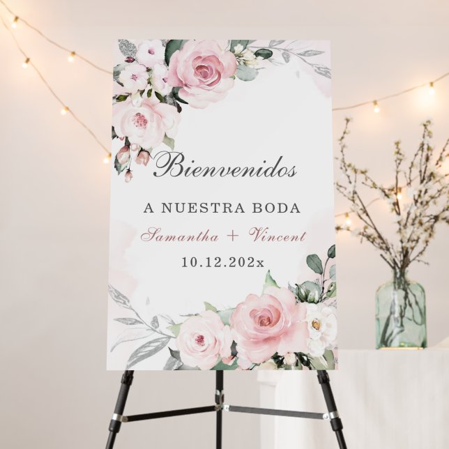 Bienvenida de boda personalizada rosa empolvado y  foam board (In Situ (Stand))