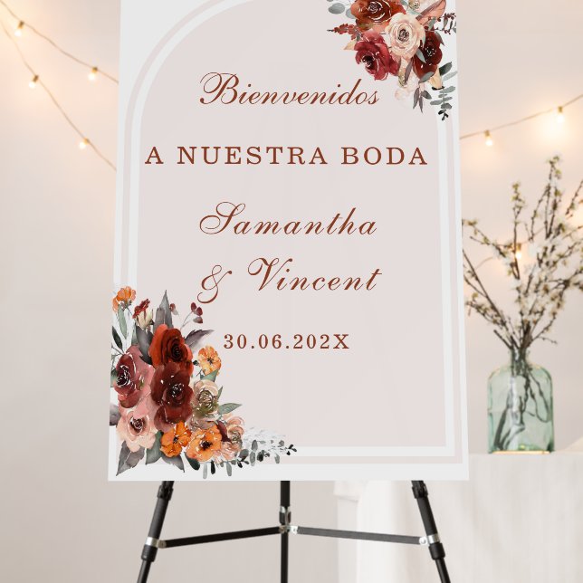 Bienvenida floral de boda terracota foam board (In Situ (Stand))