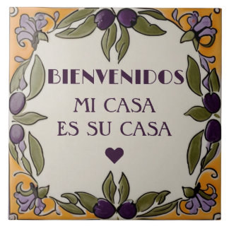 Bienvenidos Mi Casa Es Su Casa Black Olive Welcome Ceramic Tile