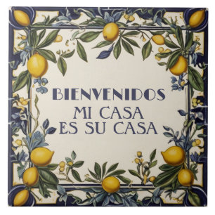 Bienvenidos Mi Casa Es Su Casa Lemons Welcome Sign Ceramic Tile