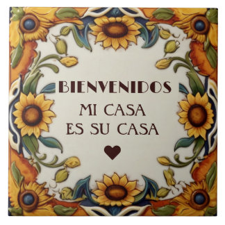 Bienvenidos Mi Casa Es Su Casa Sunflowers Floral Ceramic Tile