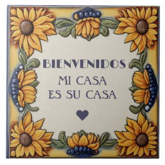 Bienvenidos Mi Casa Es Su Casa Sunflowers Plaque Ceramic Tile