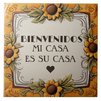 Bienvenidos Mi Casa Es Su Casa Yellow Sunflower Ceramic Tile