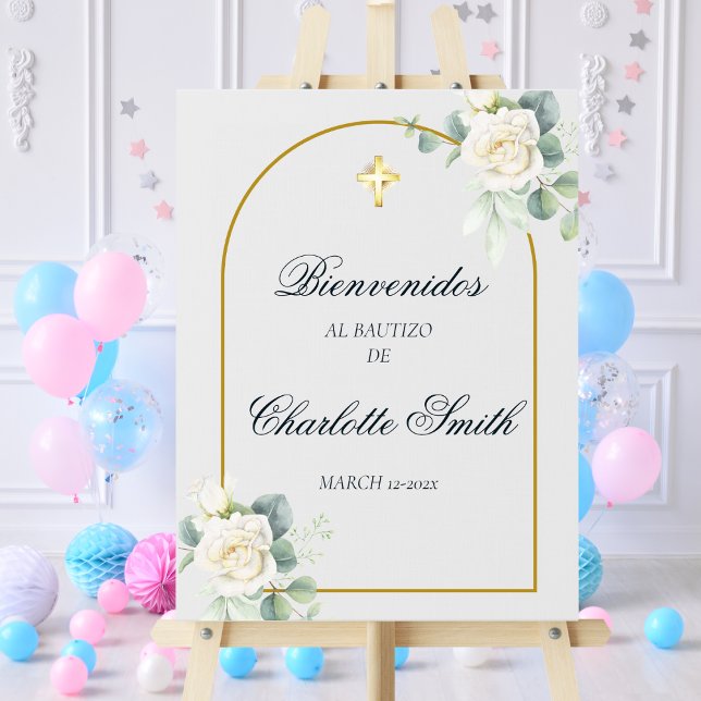  Bienvenidos Spanish Bautizo Welcome Sign Floral (Bienvenidos Spanish Bautizo Welcome Sign Floral)