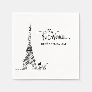 Bienvenue Paris Doodle Sketch Baby Shower Napkins