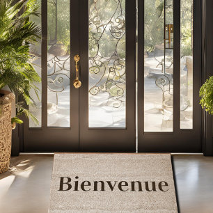 Bienvenue - simple  greetings fiber doormat