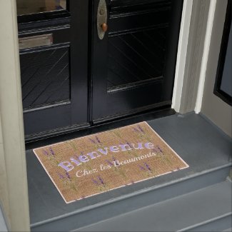 Bienvenue -  vintage lavenders - rustic doormat