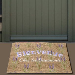 Bienvenue - vintage lavenders - rustic doormat