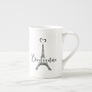 "Bienvenue" (Welcome in French) Bone China Mug