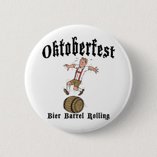 Bier Barrel Rolling Oktoberfest Button