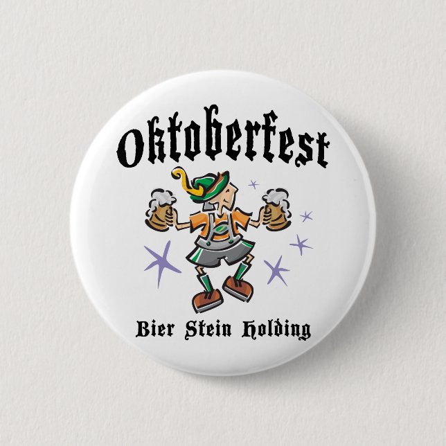 Bier Stein Holding Oktoberfest Pinback Button (Front)