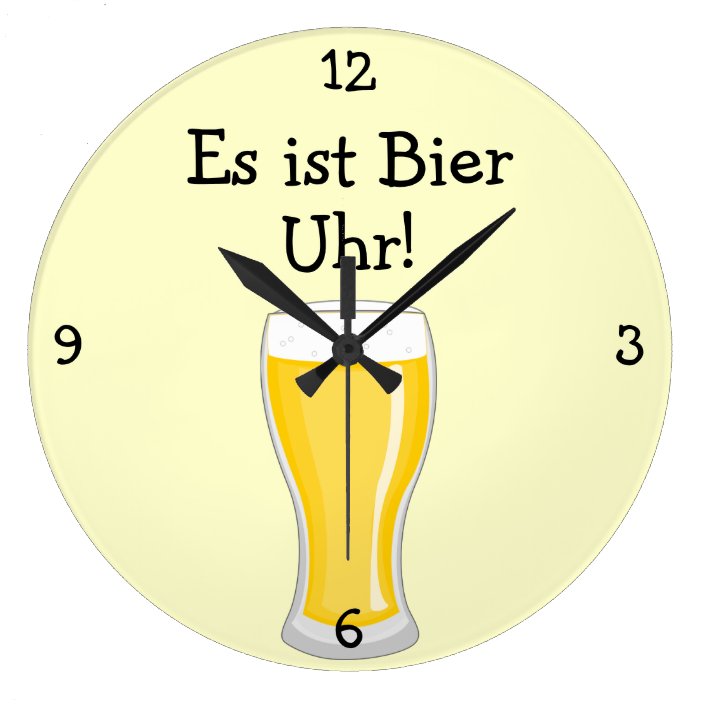 Bier Uhr Beer O Clock Oktoberfest Fun Large Clock Zazzle Com