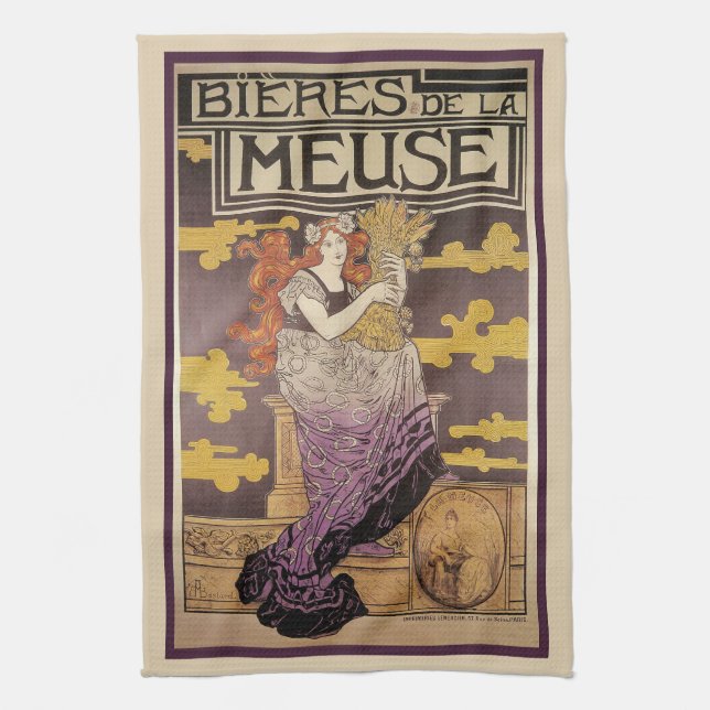 Biere de la Meuse by Marc Auguste Bastard Kitchen Towel (Vertical)