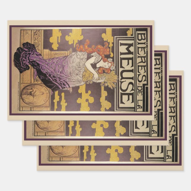Biere de la Meuse by Marc Auguste Bastard Wrapping Paper Sheets (Set)