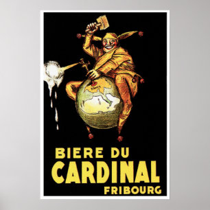 BIERE DU CARDINAL Achille Mauzan Vintage Beer Poster