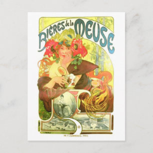 Bières de la Meuse, Alphonse Mucha Postcard