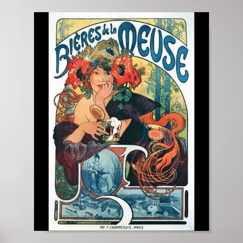 Bieres de la Meuse Mucha Poster