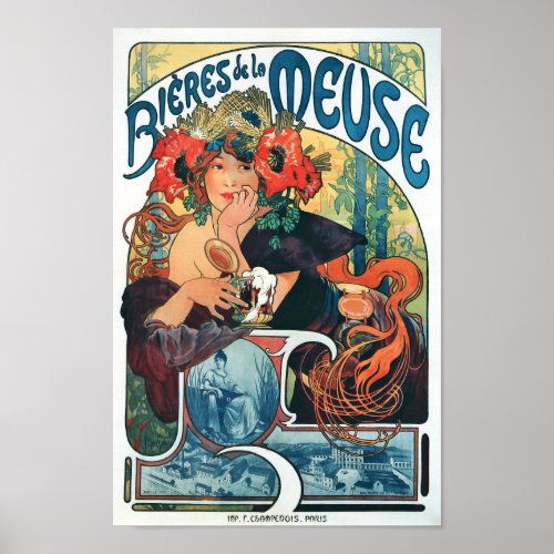 Bieres de la Meuse Mucha Poster