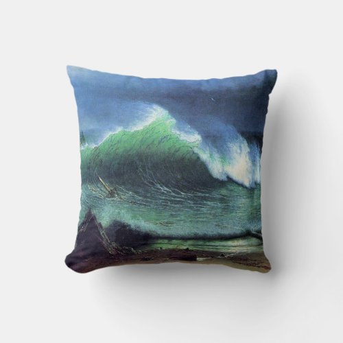 Bierstadt _ Emerald Sea fine art painting  Throw Pillow