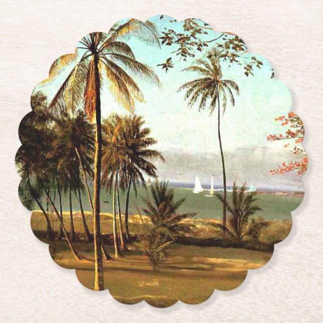 Bierstadt - Florida Scene, fine art painting,  Paper Coaster (Front)