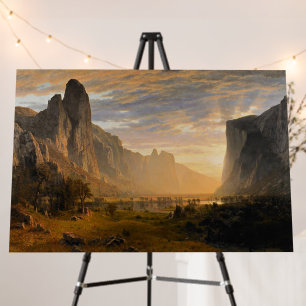 Bierstadt - Looking Down Yosemite Valley, fine art Foam Board