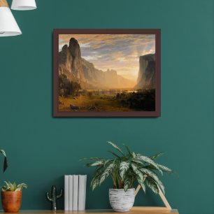 Bierstadt - Looking Down Yosemite Valley, Framed Art