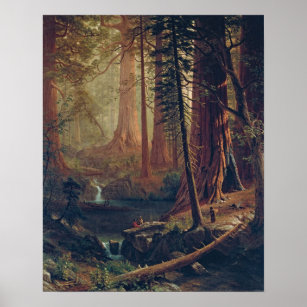 Bierstadt Redwood Trees Painting Poster