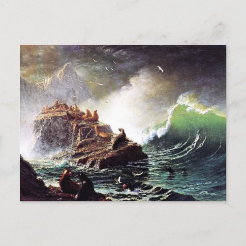 Bierstadt _ Seals on the Rock Postcard
