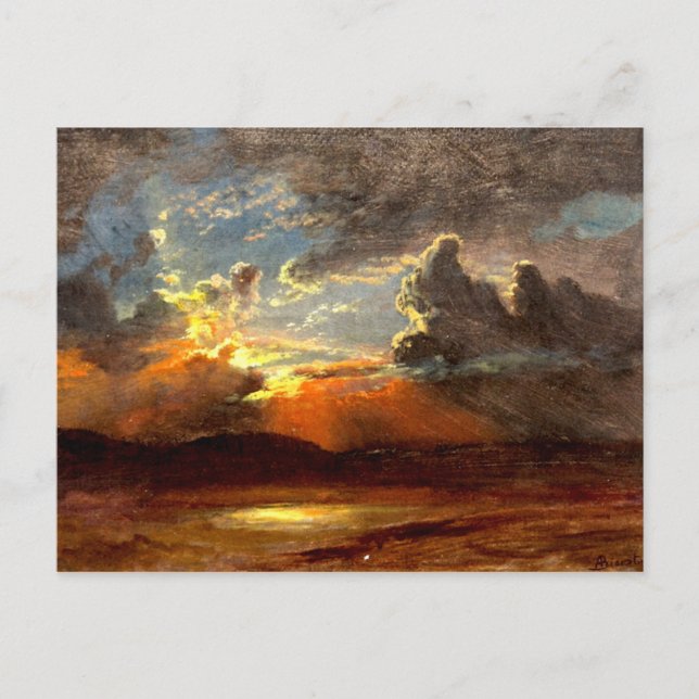 Bierstadt - Sunlit Skies, beautiful landscape art Postcard (Front)