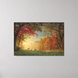 Bierstadt Sunset Deer Lake Painting Canvas Print