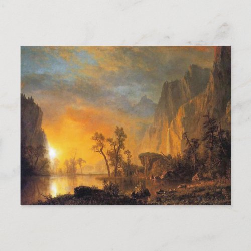 Bierstadt Sunset in the Rockies Painting Postcard