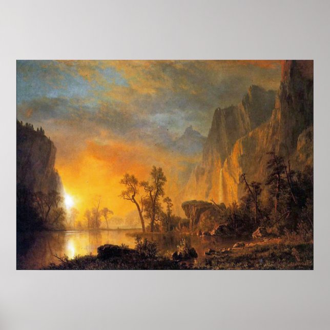 Bierstadt Sunset in the Rockies Painting Poster (Front)